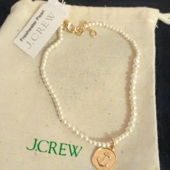 J. Crew Gold Charm Pearl Ankle Bracelet - Picture 1 of 3